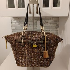 EUC Coach Tweed Tote Bag w/ GHW